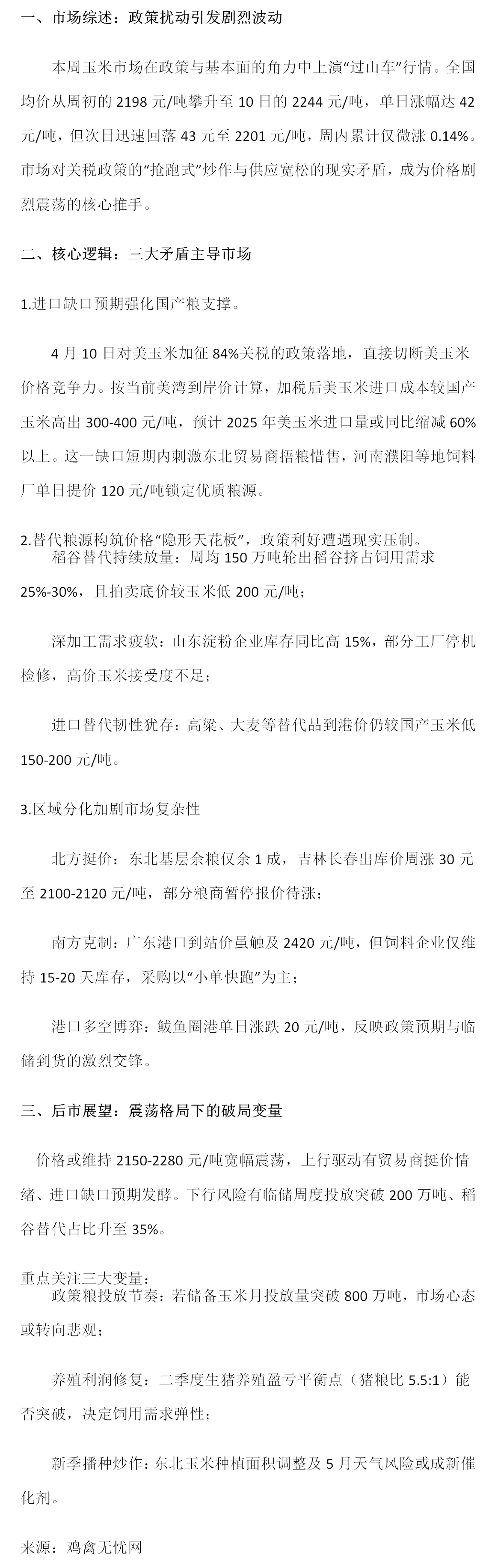 玉米：博弈下的震荡行情