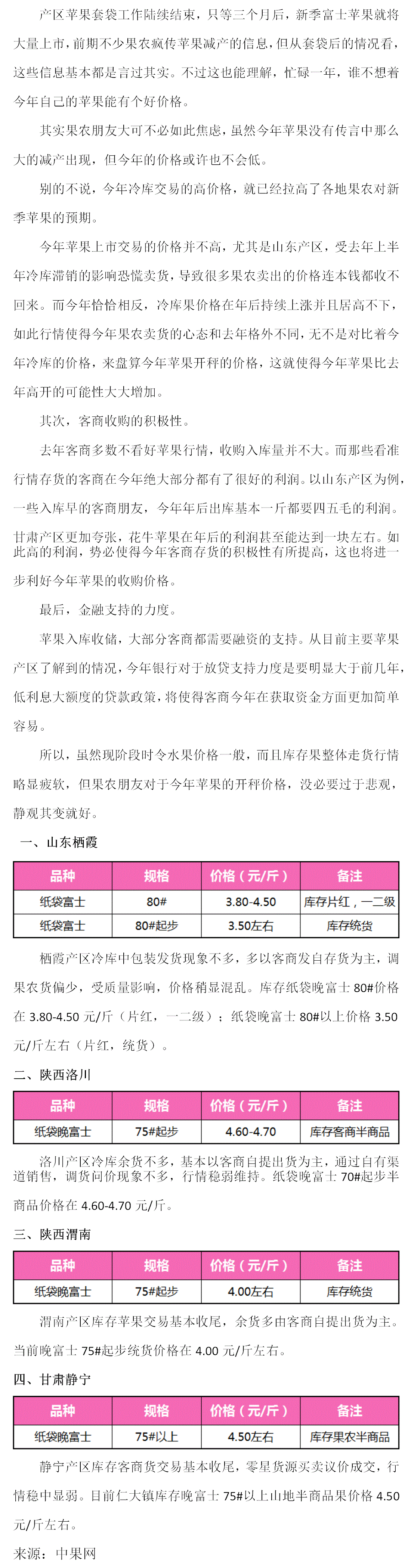 苹果：库存果高价收尾，新季果或能高开