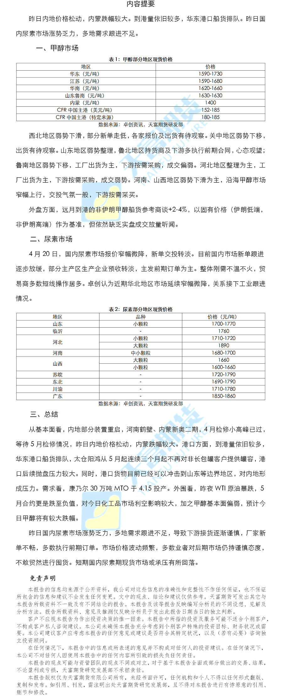 甲醇尿素日报.png