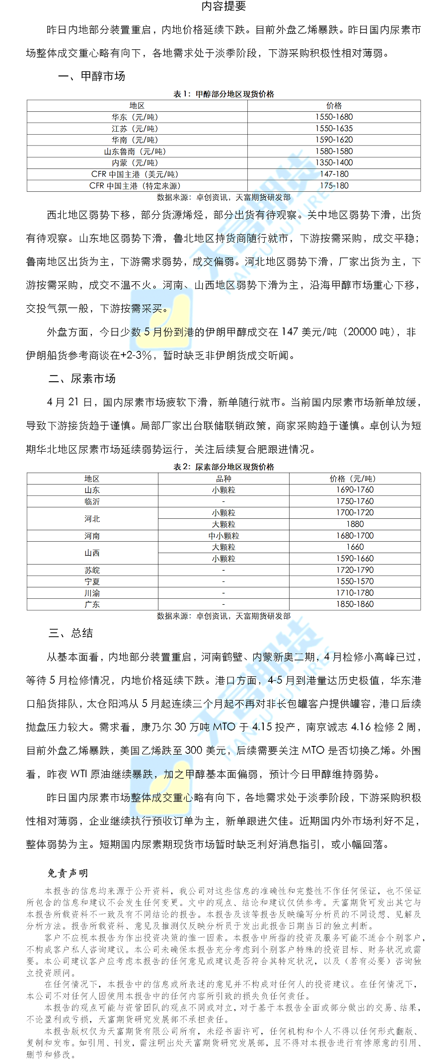 甲醇尿素日报.png